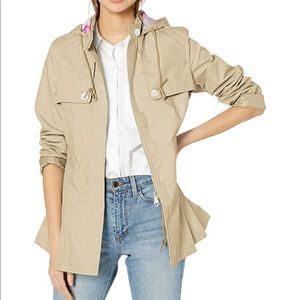 Nanette Lepore Khaki Hooded Utility Jacket large